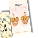 Hypoallergenic Minnie Mouse Gem Cartoon Bling Disney Gold Dangle Earring Set Photo 1
