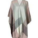 Woolrich Cozy Blanket Scarf Wrap Open Front Cream Pink Plaid Women One Size Photo 11