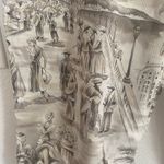 Source Unknown Tan Ankle Cropped Jumpsuit with Tropical Print Size 12 Photo 3