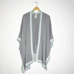 Chico's  Tipped Ruana Wrap Gray Blue Cardigan Sweater Size Large XLarge Photo 1