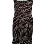 White House | Black Market WHBM Chiffon Giraffe Animal Print Smocked Strapless Midi Dress Sz 12 Ruffle Hem Photo 5