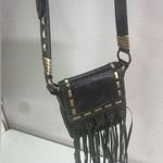 Steve Madden Leather Black Fringe Small Crossbody Bag Boho Western Goth Y2K Rock Photo 0