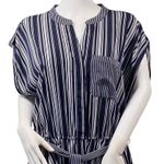 Charter Club Dress Womens Size 16W Navy Blue Roll Tab Sleeve Pockets Striped Photo 1