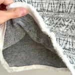 W5 Anthropologie Black and White Fringe Hem 3/4 Sleeve Zippered Aztec Blouse, M Photo 6