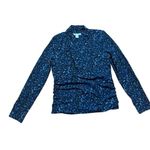 Kenneth Cole blue black ruched blouse sz PM Photo 1