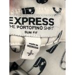 EXPRESS Portofino Shirt Womens S Slim Fit Safety Pin Print Button Up Blouse Top Photo 3