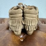 Ash  Beatnik Fringe Suede Leather Wedge Sneakers in Tan Photo 3