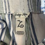 Indigo Rein  Blue Green and White Striped Linen Blend Pull On Wide Leg Pants Photo 2