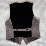 Liz Sport Vintage Tweed Wool Velvet Vest Womens 10 Gray Black Button Down 90s 80s Photo 1