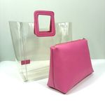 STAUD Shirley Transparent Handbag Tote Leather PVC Clear Pink Medium NWT Photo 11