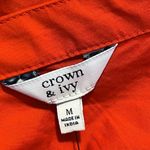 Crown & Ivy  MED red white cute blouse blue embroidered cherry scalloped bottom Photo 5