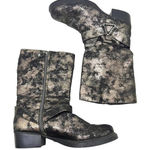 Vera Wang SIMPLY VERA  FAUX LEATHER METALLIC crackle BOOTS mid calf size 10 Photo 0