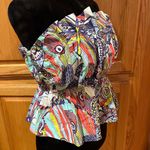 Anthropologie ‎ Diana Ruffled Smocked Strapless Tube Top Abstract Print Size XS Photo 8