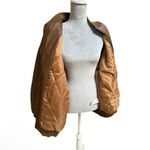 Edikted  Vegan Leather Quilt Lined Oversized Brown Bomber Jacket, Size S Photo 5