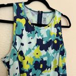 Title Nine  Floral Athletic Dress Blue Green Yellow Sleeveless Zip Back Pockets Photo 5