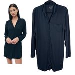 Naadam Black Long Sleeve Button Gown Size Small Photo 0