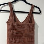Aura Mini Dress Ribbed Tight Fitted V Neck Brown Size S/M Photo 4