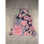 Lilly Pulitzer Silk Malie Tank Size XXS Racerback For the Halibut Navy Paisley Photo 4