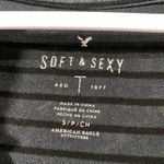 American Eagle AE Soft & Sexy V-Neck Shirt Short Sleeve Black and Gray Stripes Size Small Photo 3