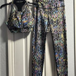 Yelete  Women's Athletic Set Medium Snakeskin Sports Bra & Leggings Matching Photo 0