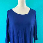 Eileen Fisher  Blue Long Sleeve Midi Shift Dress Sustainable Organic Size XS Photo 1