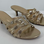 Jones New York Kaleena Embellished Kitten Heel Dress Sandals size 6 Light Gold Photo 0
