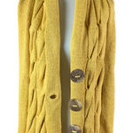 Simone Layne Yellow Chunky Knit Button Scarf Shawl One Size Handmade Cotton Cozy Photo 0