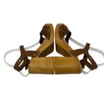 Made in Italy Brown Leather Platform Slingback Sandal Wood Chunky Heel Size 9 Photo 3