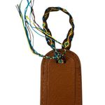 Consuela NWOT Brown Leather Bag Tag Luggage Tag Friendship Bracelet Embossed Photo 2