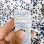 BODEN Navy White Print Maya Blouse Viscose Long Sleeve Split Neck Women's US 6 Blue Photo 5