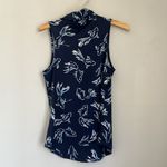 Navy Fish Print Bad Birdie Sleeveless Top. Size XS Blue Photo 2