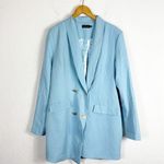 Pretty Little Thing  Double Breasted Asymmetric Blazer Dress Size 10 Baby Blue Photo 2