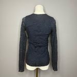 Abercrombie & Fitch Top Womens S Floral Lace Overlay V-Neck Long Sleeve Blue Photo 2