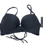 Rachel Roy  Womens Laced Back Bustier Bikini Swim Top Black M Photo 2