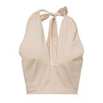 STAUD  Beige Tan Halter Tie Cami Camisole V Neck Sleeveless Crop Tank Top Size 0 Photo 4