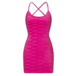 SKIMS KIM KARDASHIAN Hot Pink Velour Logo Mini Dress Photo 1