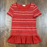 Anthropologie Meadow Rue Smocked Peplum top Photo 1