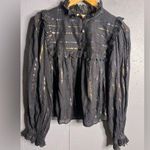 Farm Rio  Metallic Striped Ruffle Top in size XS Photo 4