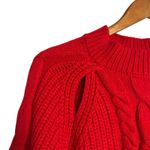 Louna Red Cable Knit Shoulder Cut Out Crewneck Pullover Sweater Size Large Photo 6