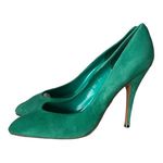 Frederick's of Hollywood  Green Suede Leather Pointed Toe Heel Pump Shoes Size 7.5 Photo 0