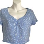 SheIn Ditsy Flowers Ruched Neckline Periwinkle Crop Top Large Lavender Photo 9
