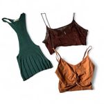 BKE Free People  Intimately Lace Trim Cami Tank Top Bundle Green‎ Brown Orange Photo 0