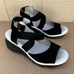 Jambu  Women’s Lilly Wedge Sandals Shoes Size 7 Black Leather Strappy Photo 0