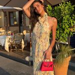 ZARA  floral Boho open back  Halter Maxi summer vacation Dress Photo 4