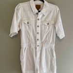 American Eagle White Denim Romper Raw Hem Size Small Photo 1