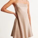 Abercrombie & Fitch NWT A&F: Women's 90s Satin Slip Mini Dress in Light Brown XXSP Photo 0