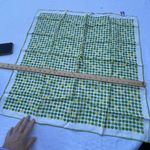 Vintage “ A Paris Scarf” 26” X 26” Apples print Japan hand rolled. Green Photo 8