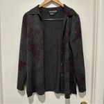 Nina Leonard dress Vintage Dark Floral Collared Cardigan wool blend‎ size small Purple Photo 1