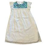 James Ascher White with Turquoise Cerulean Blue Flutter Sleeve Embroidered o Photo 2