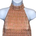 Anthropologie By  Womens Vickie Shimmering Pleated Halter Top Peach Gold Small‎ Photo 1